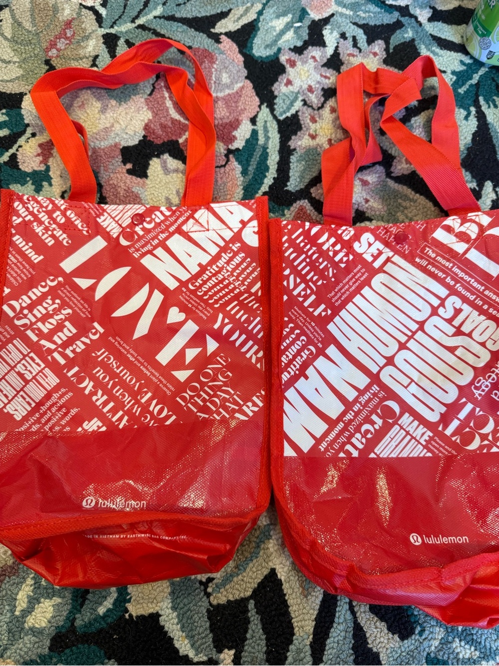 lululemon athletica Red Graphic Tote Bag. 10$ for both!